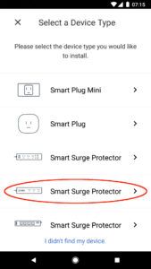 meross Select a Device Type