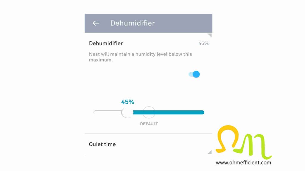 Nest app dehumidifier setting