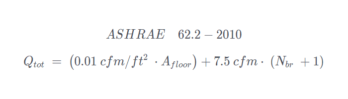 ASHRAE 62.2 2010 continuous ventilation rate