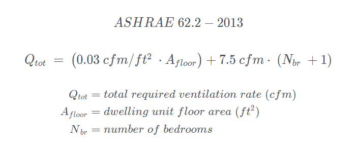 ASHRAE 62.2 2013 continuous ventilation rate