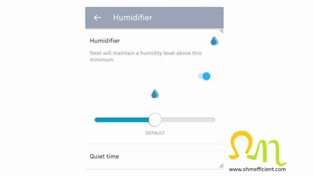 Nest app humidifier setting